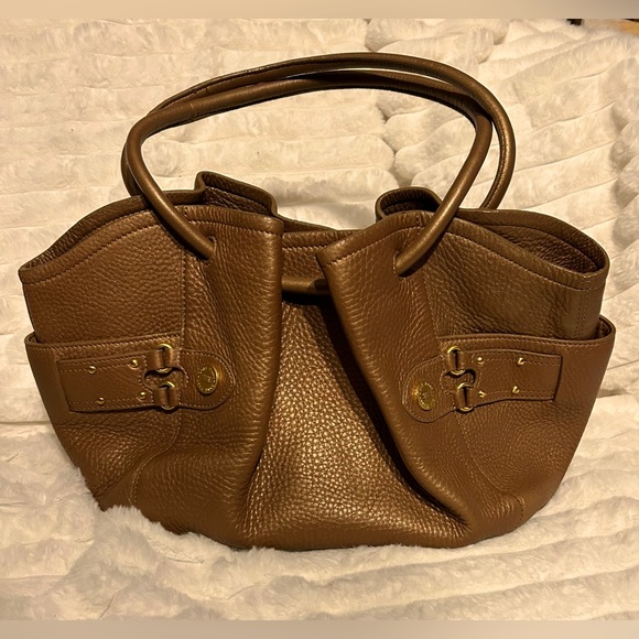 COLE HAAN Village F03 Bronze Leather Shoulder Bag with Gold Hardware - Picture 1 of 7